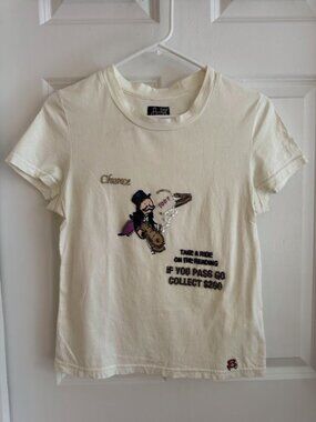 Official MONOPOLY Chance Women's Cotton T-shirt with Rhinestones & Sequins Small